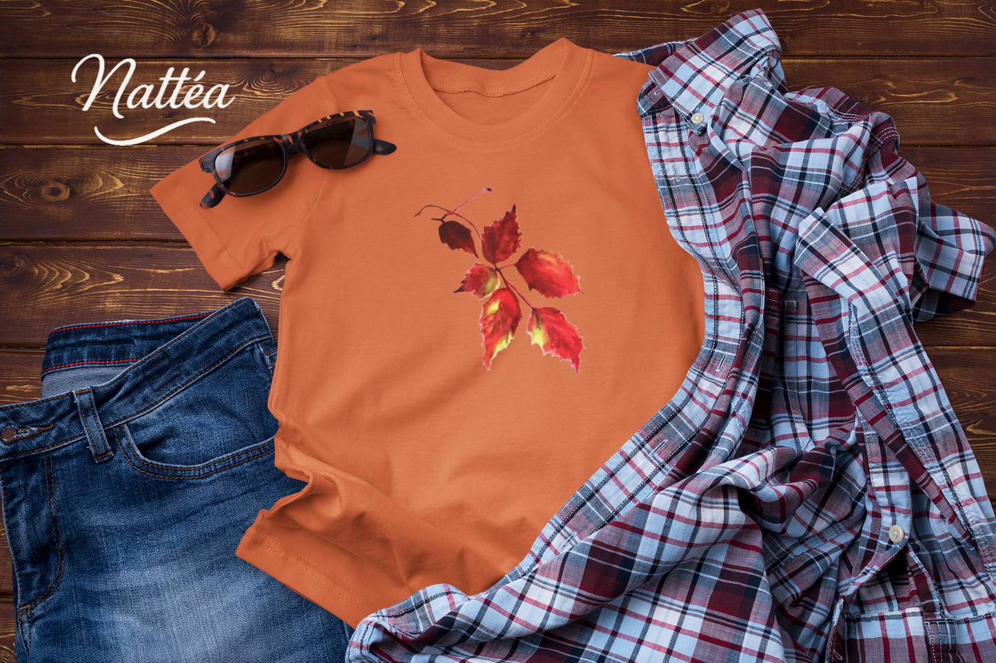 Watercolor Autumn Leaves Tee, Fall Season Shirt for Women & Men