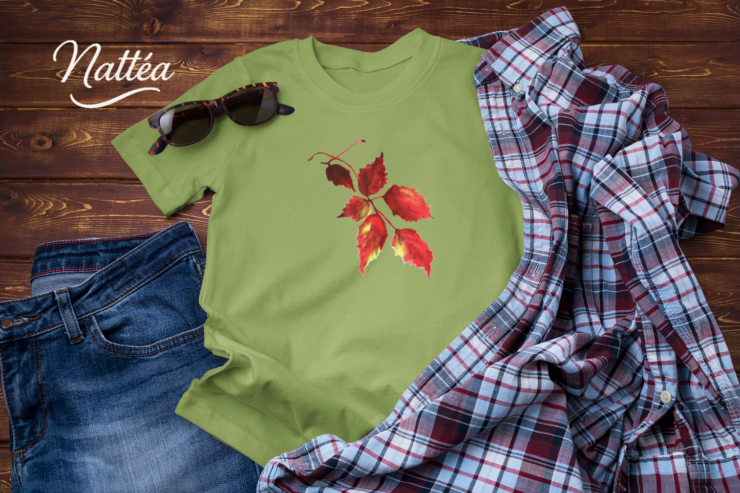 Watercolor Autumn Leaves Tee, Fall Season Shirt for Women & Men