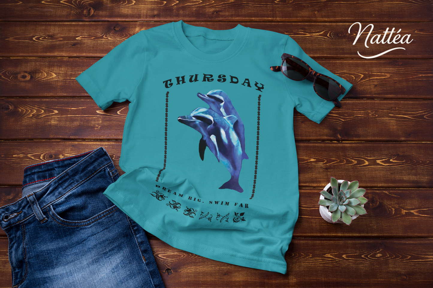 Thursday Vibes T-Shirt – Dream Big Swim Far Dolphin Design