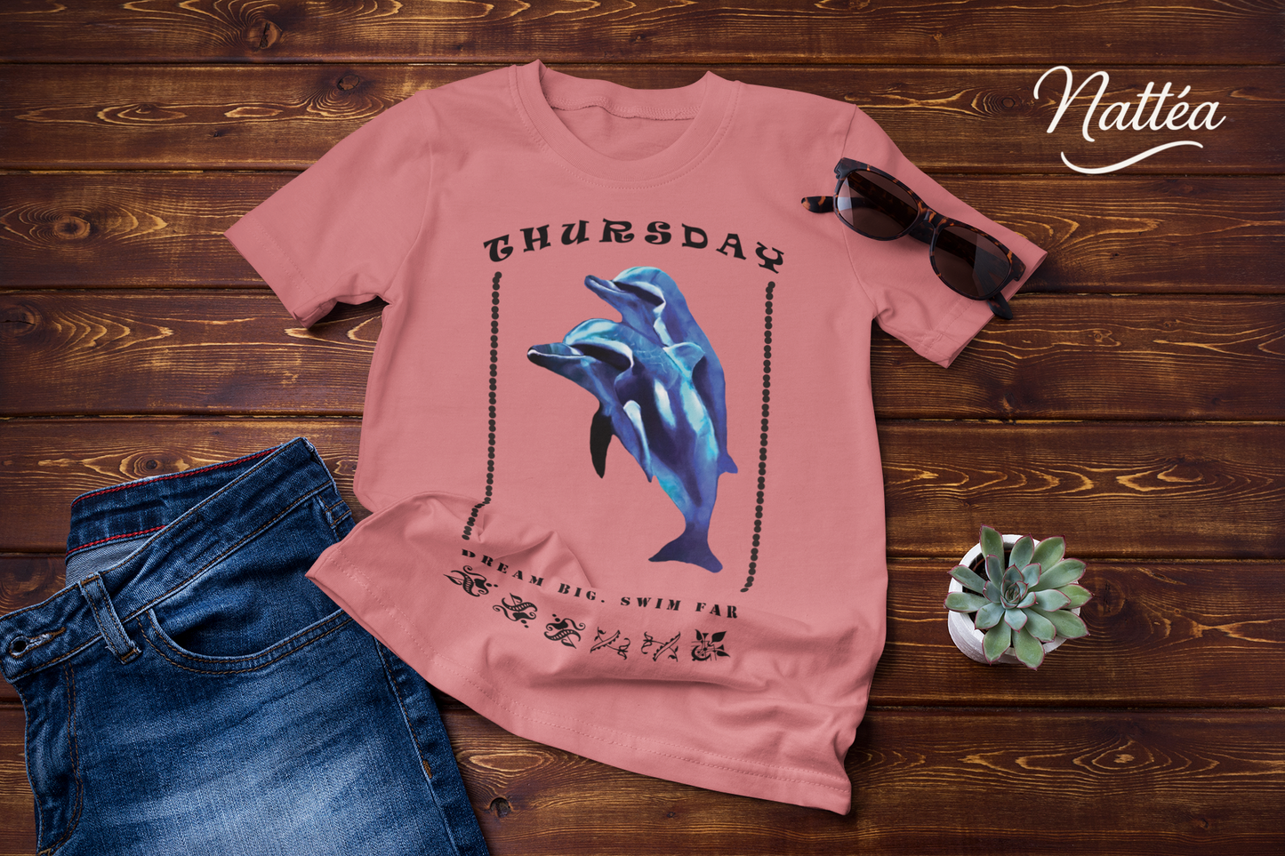 Thursday Vibes T-Shirt – Dream Big Swim Far Dolphin Design