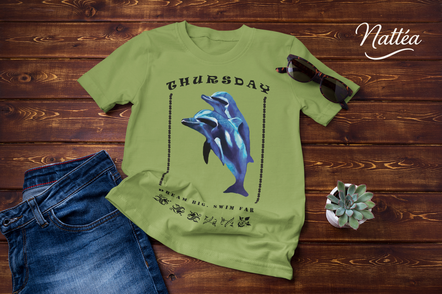 Thursday Vibes T-Shirt – Dream Big Swim Far Dolphin Design