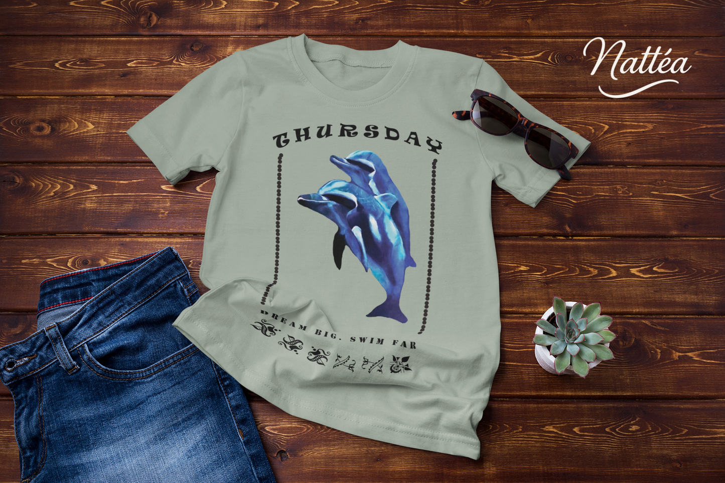 Thursday Vibes T-Shirt – Dream Big Swim Far Dolphin Design