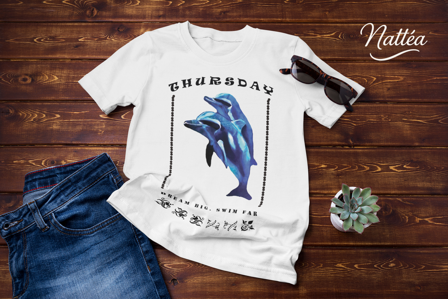 Thursday Vibes T-Shirt – Dream Big Swim Far Dolphin Design