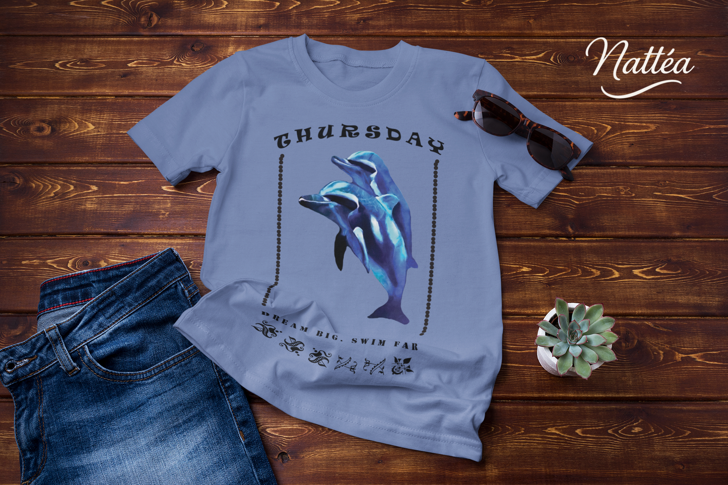 Thursday Vibes T-Shirt – Dream Big Swim Far Dolphin Design