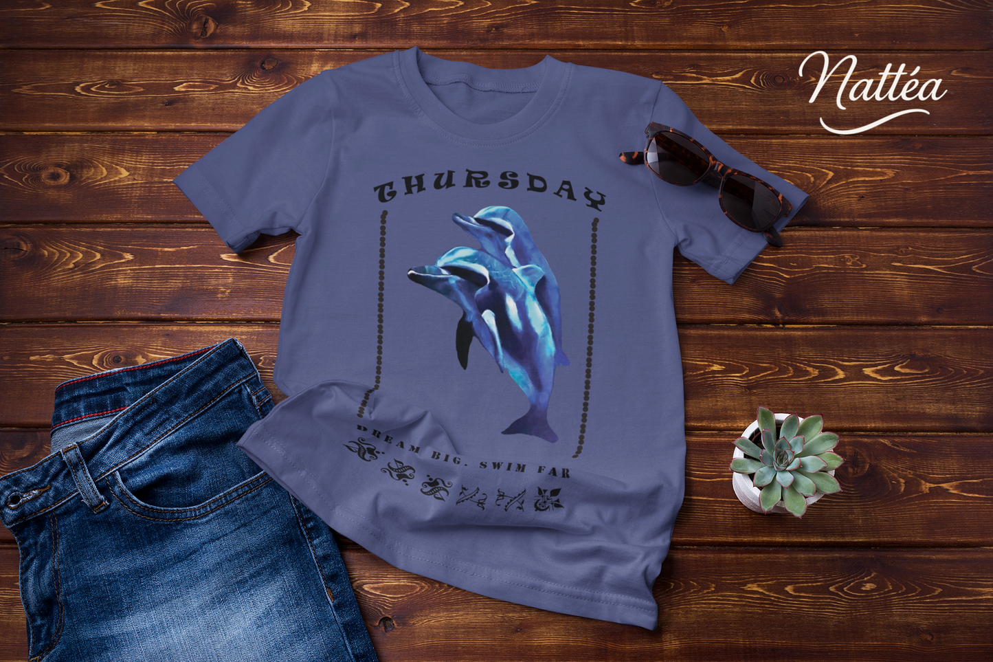 Thursday Vibes T-Shirt – Dream Big Swim Far Dolphin Design