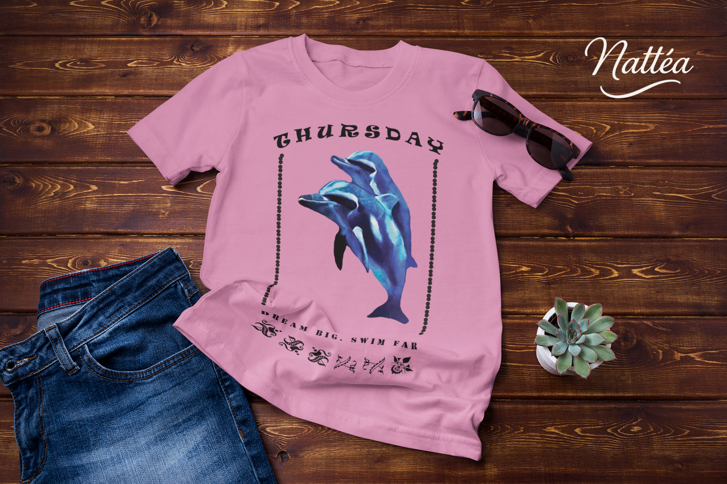 Thursday Vibes T-Shirt – Dream Big Swim Far Dolphin Design