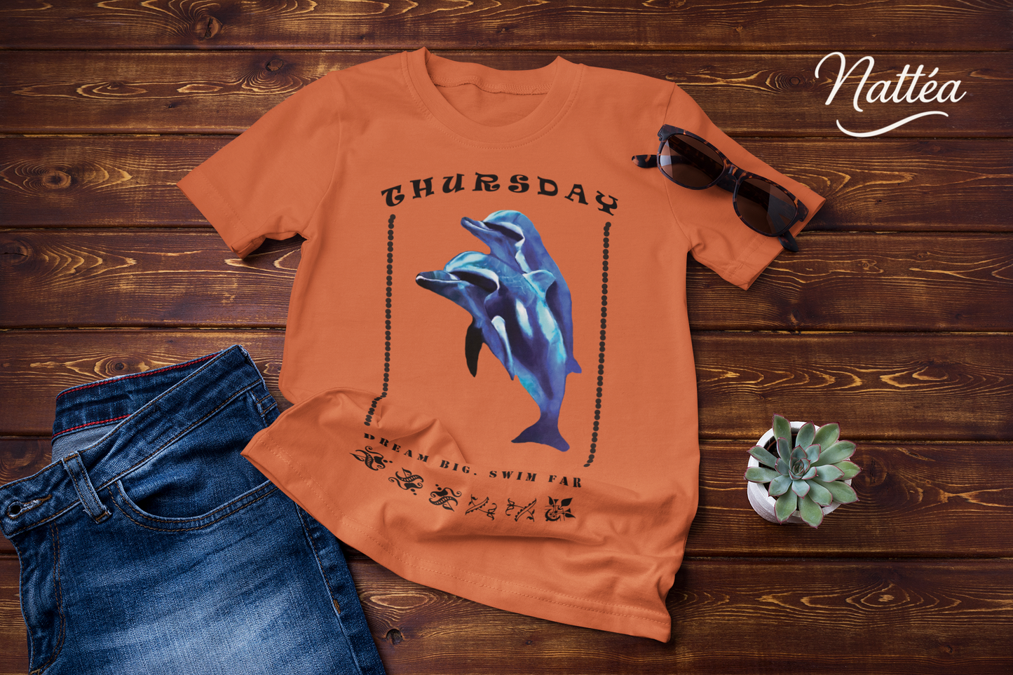 Thursday Vibes T-Shirt – Dream Big Swim Far Dolphin Design