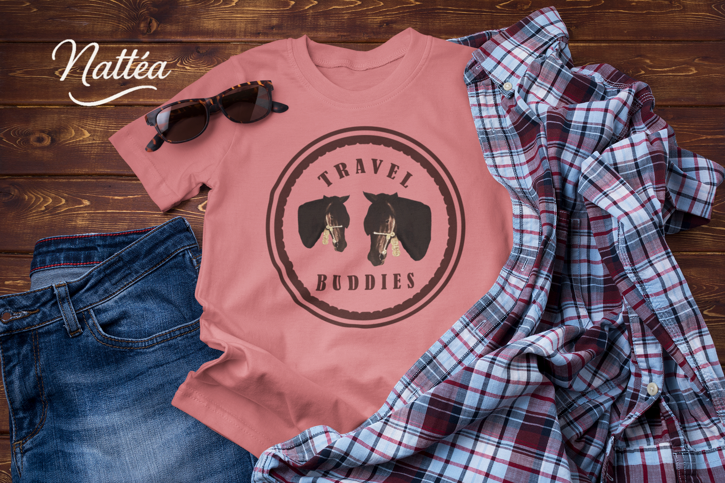 Travel Buddies Horse T-Shirt – Vintage Animal Adventure Tee