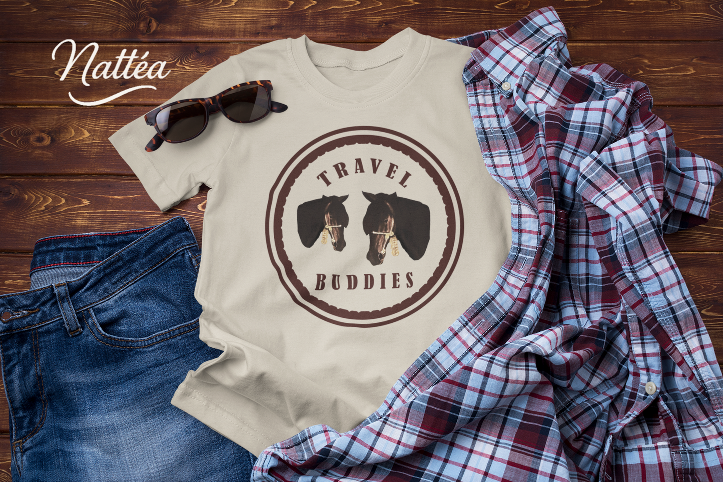 Travel Buddies Horse T-Shirt – Vintage Animal Adventure Tee