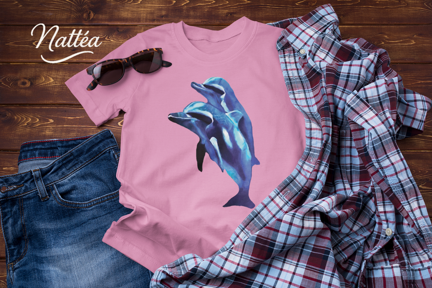 Dolphin Art T-Shirt – Ocean Sea Life Design from Original Painting