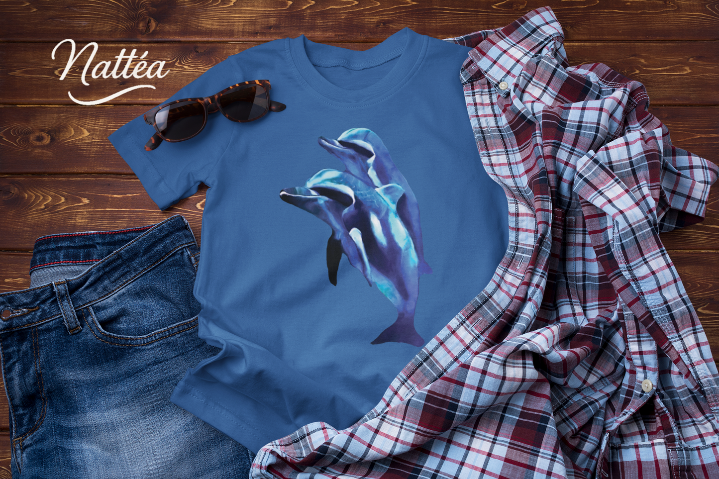 Dolphin Art T-Shirt – Ocean Sea Life Design from Original Painting