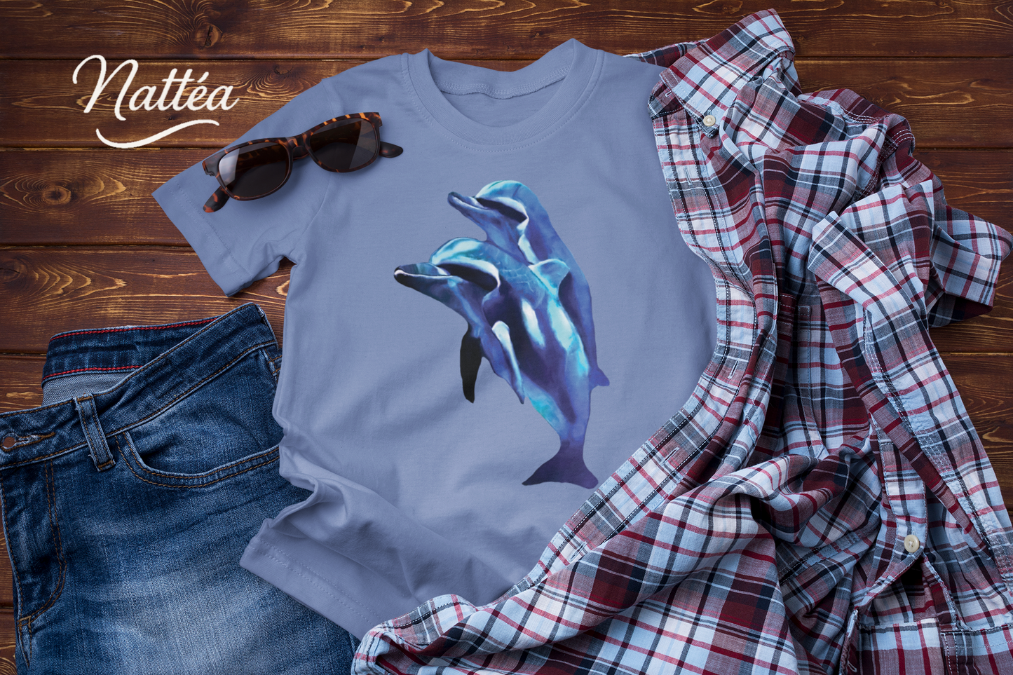 Dolphin Art T-Shirt – Ocean Sea Life Design from Original Painting