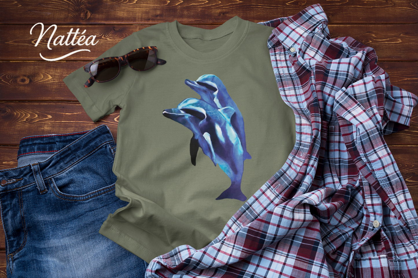 Dolphin Art T-Shirt – Ocean Sea Life Design from Original Painting