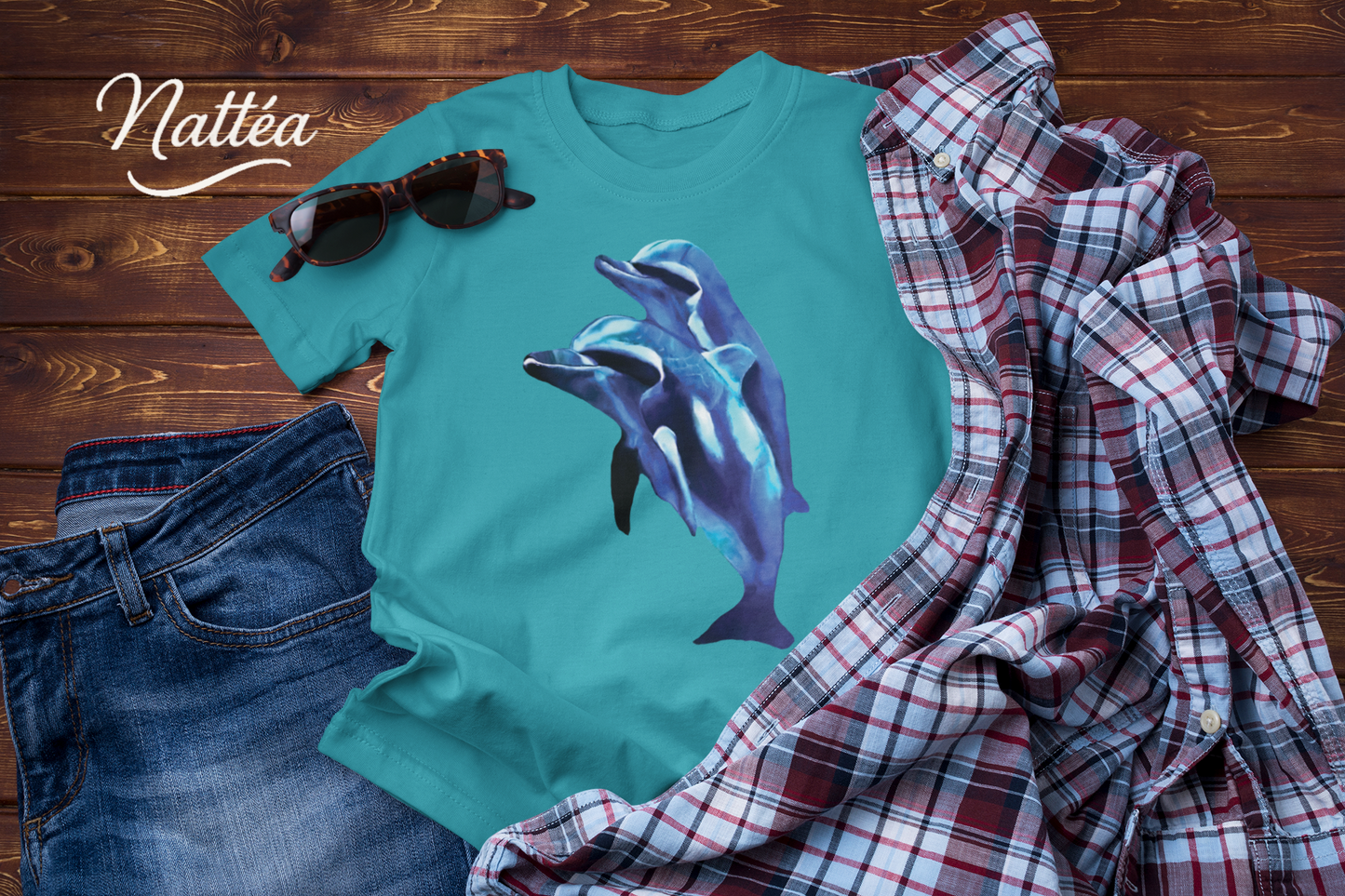 Dolphin Art T-Shirt – Ocean Sea Life Design from Original Painting