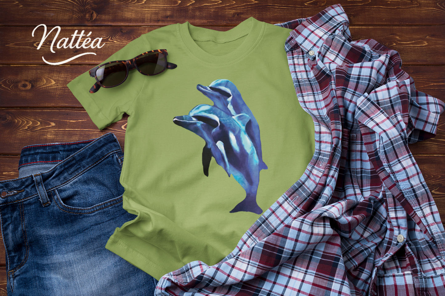 Dolphin Art T-Shirt – Ocean Sea Life Design from Original Painting