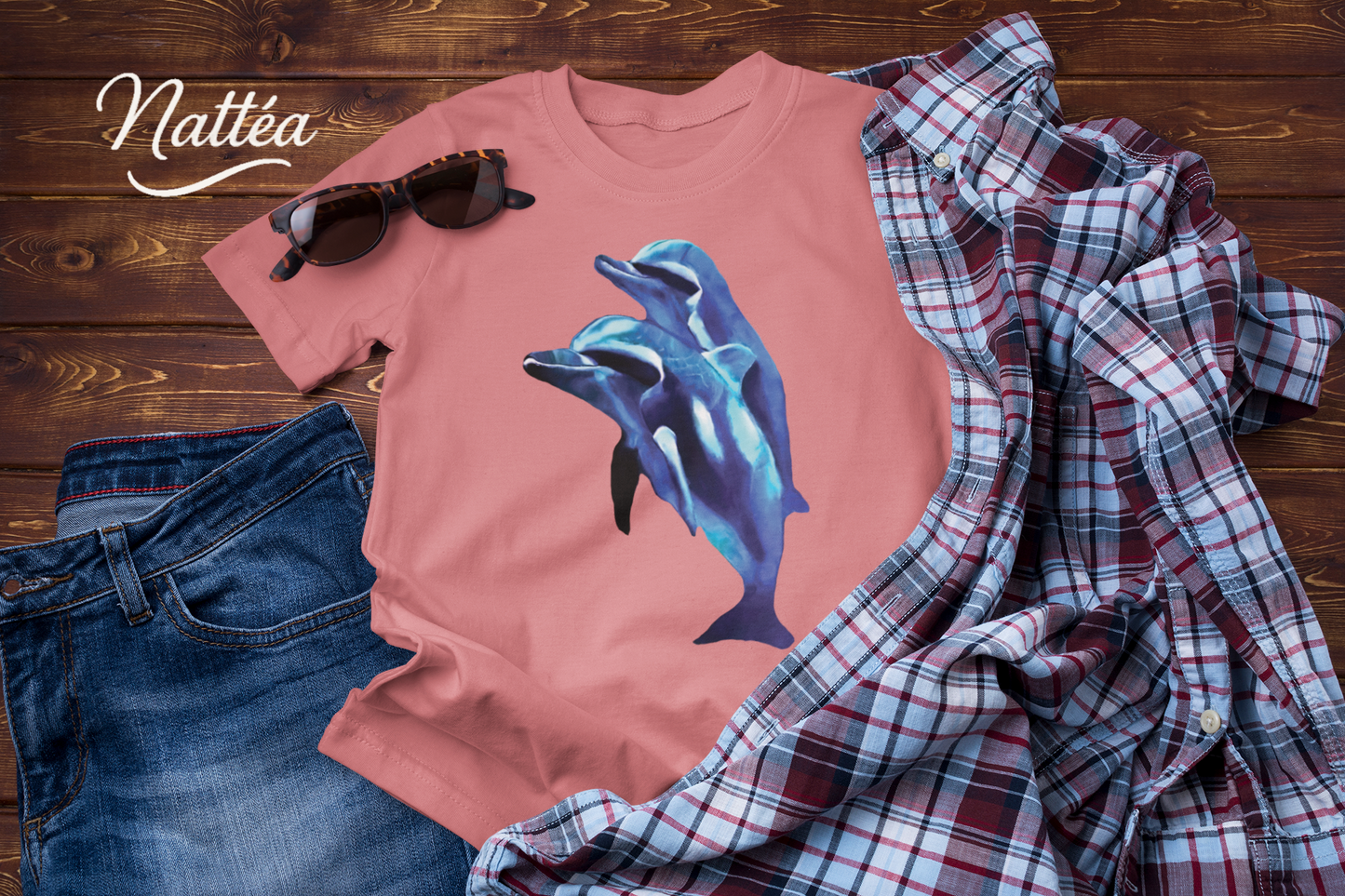 Dolphin Art T-Shirt – Ocean Sea Life Design from Original Painting