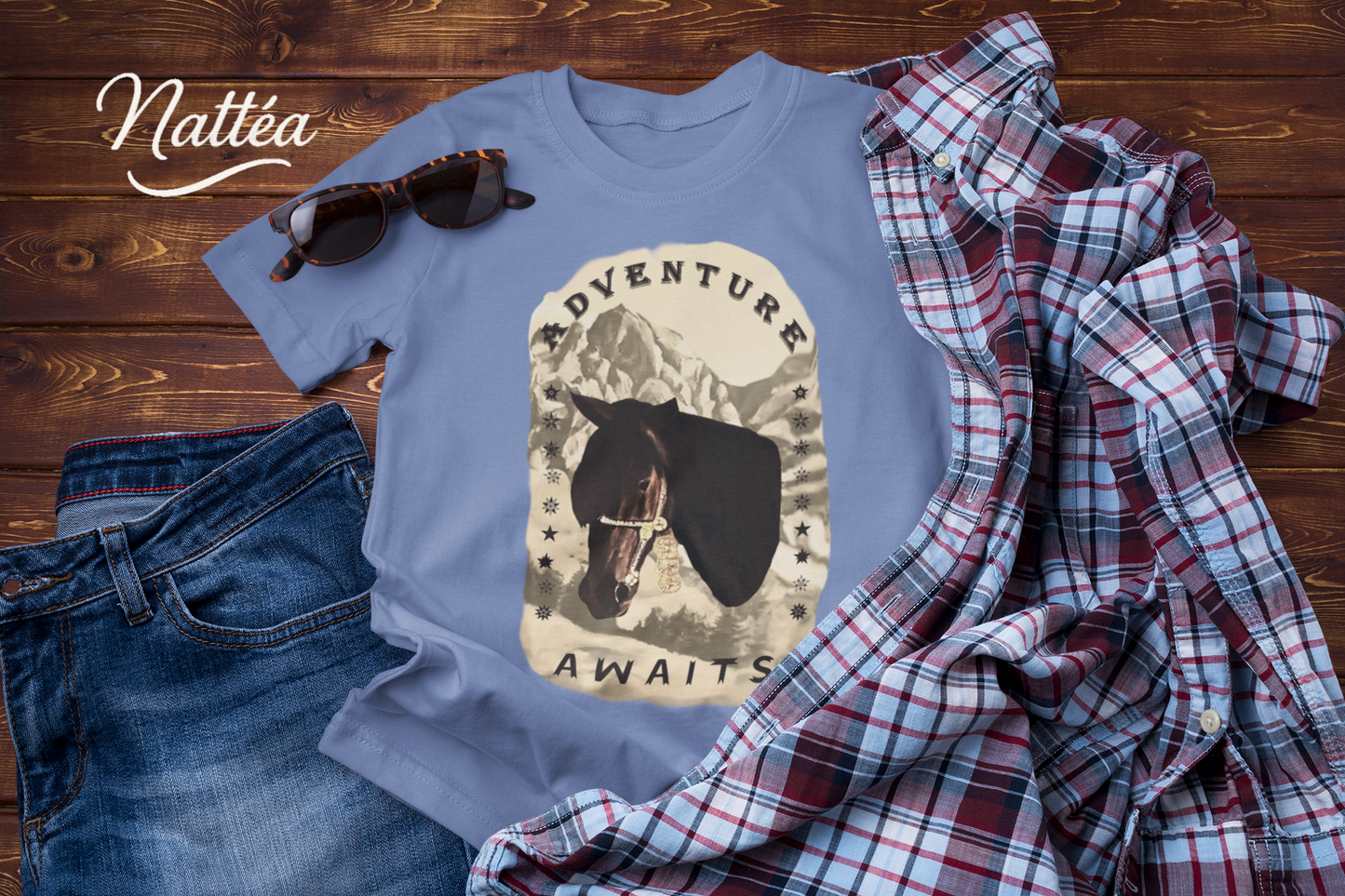 Adventure Awaits Horse -Vintage Mountain T-Shirt