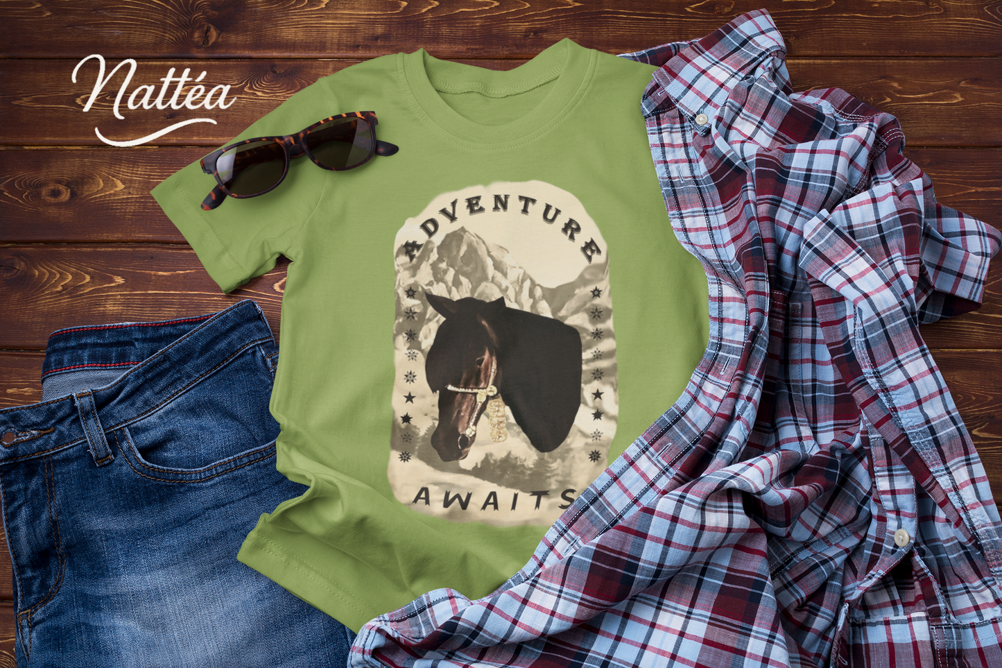Adventure Awaits Horse -Vintage Mountain T-Shirt