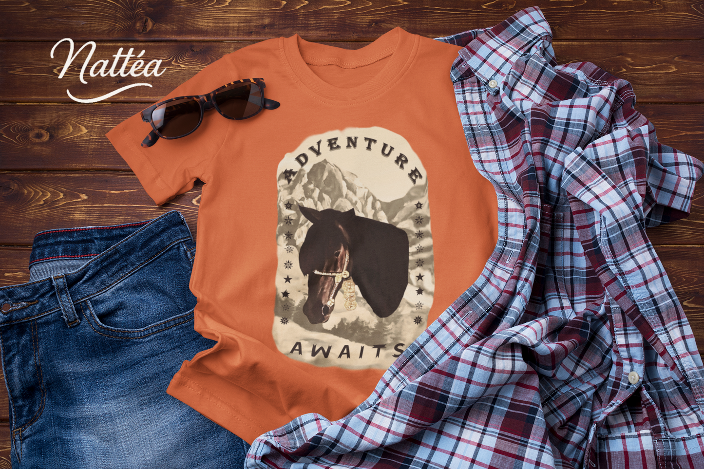 Adventure Awaits Horse -Vintage Mountain T-Shirt