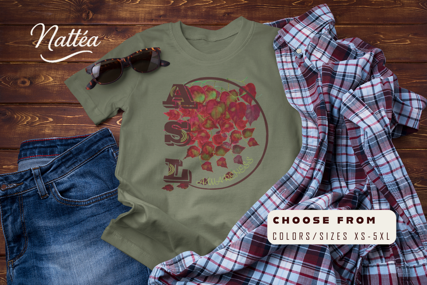 ASL Awareness T-Shirt – Autumn leaves