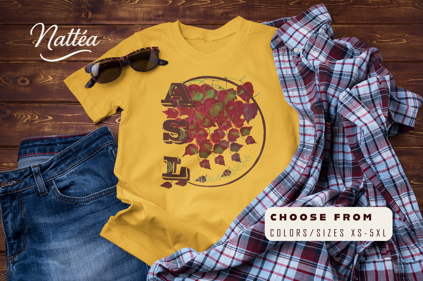 ASL Awareness T-Shirt – Autumn leaves