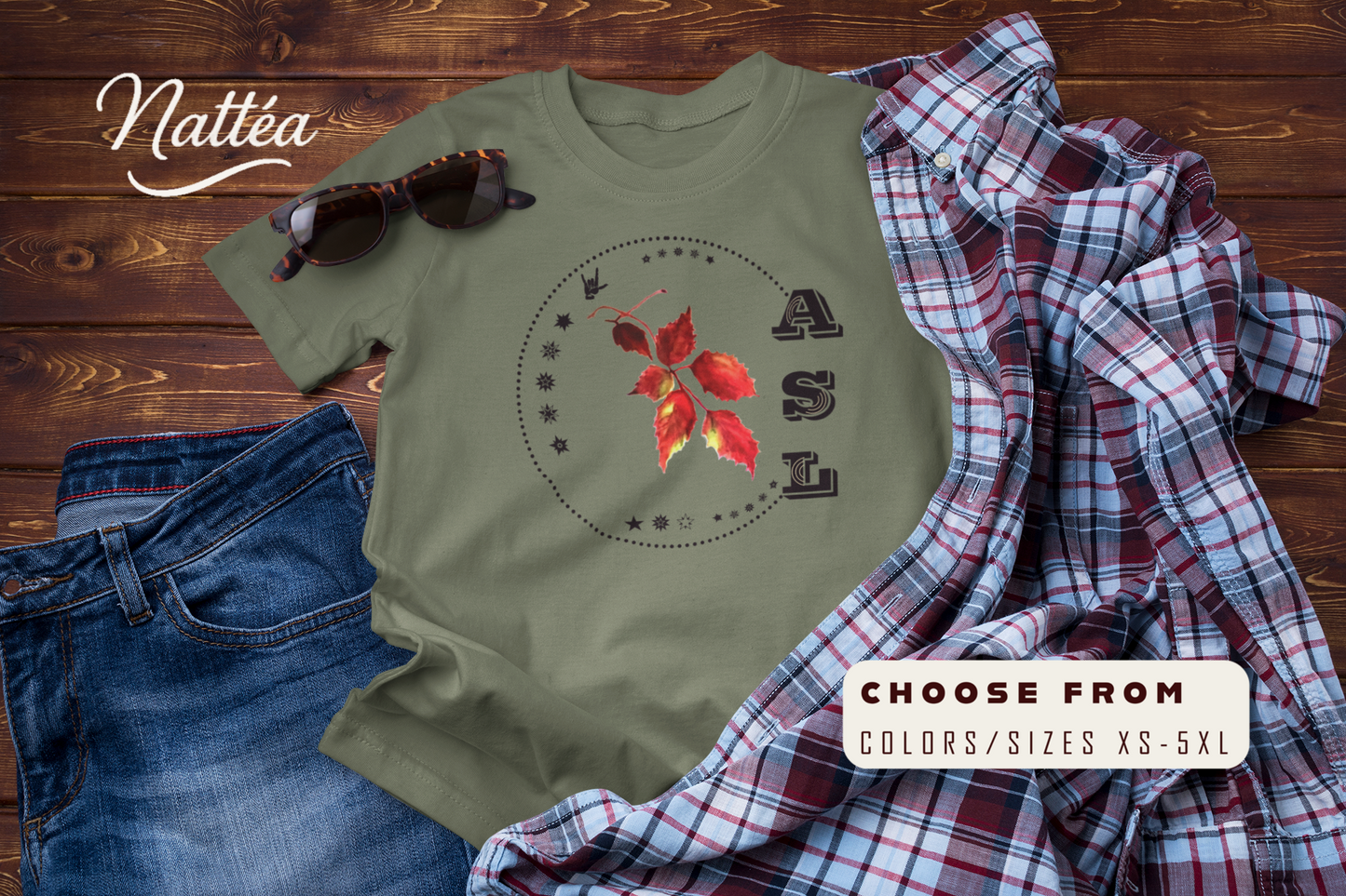 Autumn leaves T-Shirt – ASL Love Sign Language