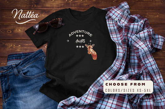 Watercolor Giraffe T-Shirt – Safari Vibes & Adventure Awaits Style