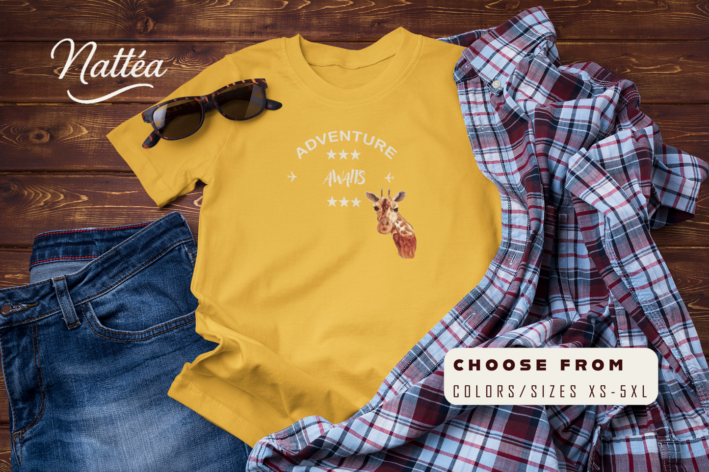 Watercolor Giraffe T-Shirt – Safari Vibes & Adventure Awaits Style