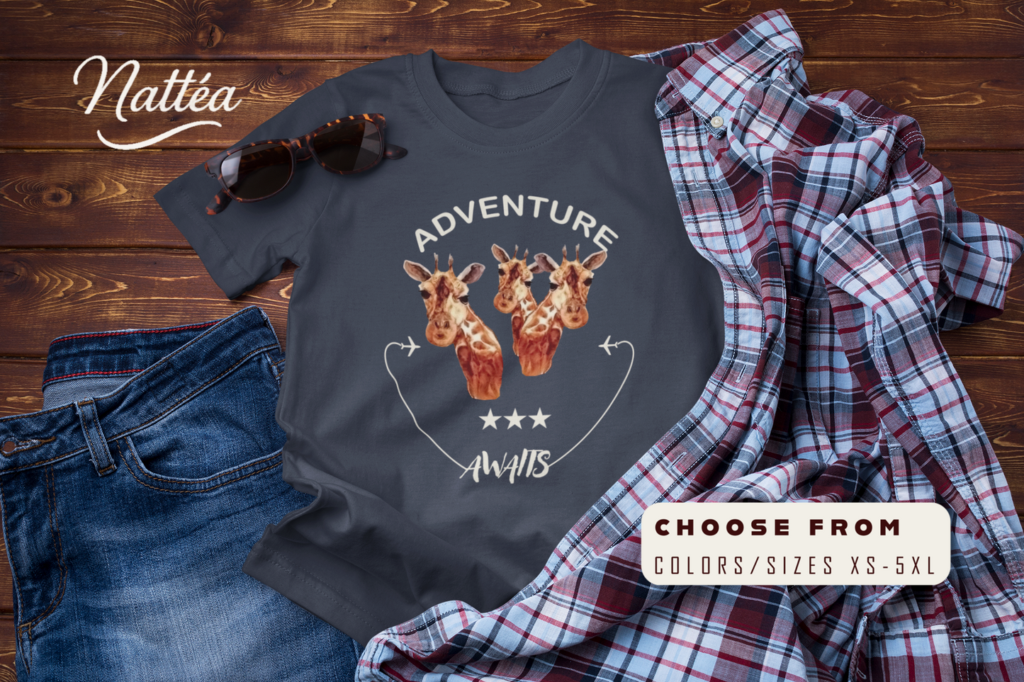 Watercolor Giraffe T-Shirt – Safari Vibes & Adventure Awaits  Style