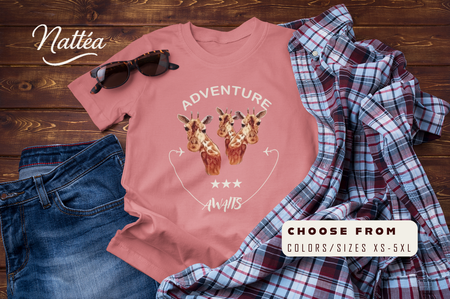 Watercolor Giraffe T-Shirt – Safari Vibes & Adventure Awaits  Style