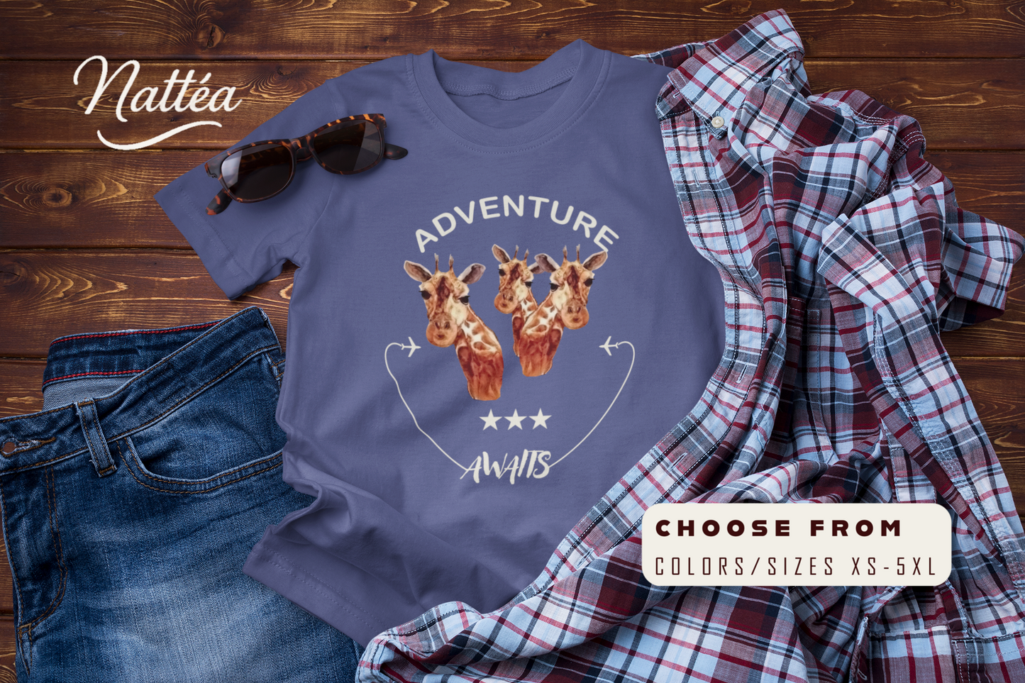 Watercolor Giraffe T-Shirt – Safari Vibes & Adventure Awaits  Style