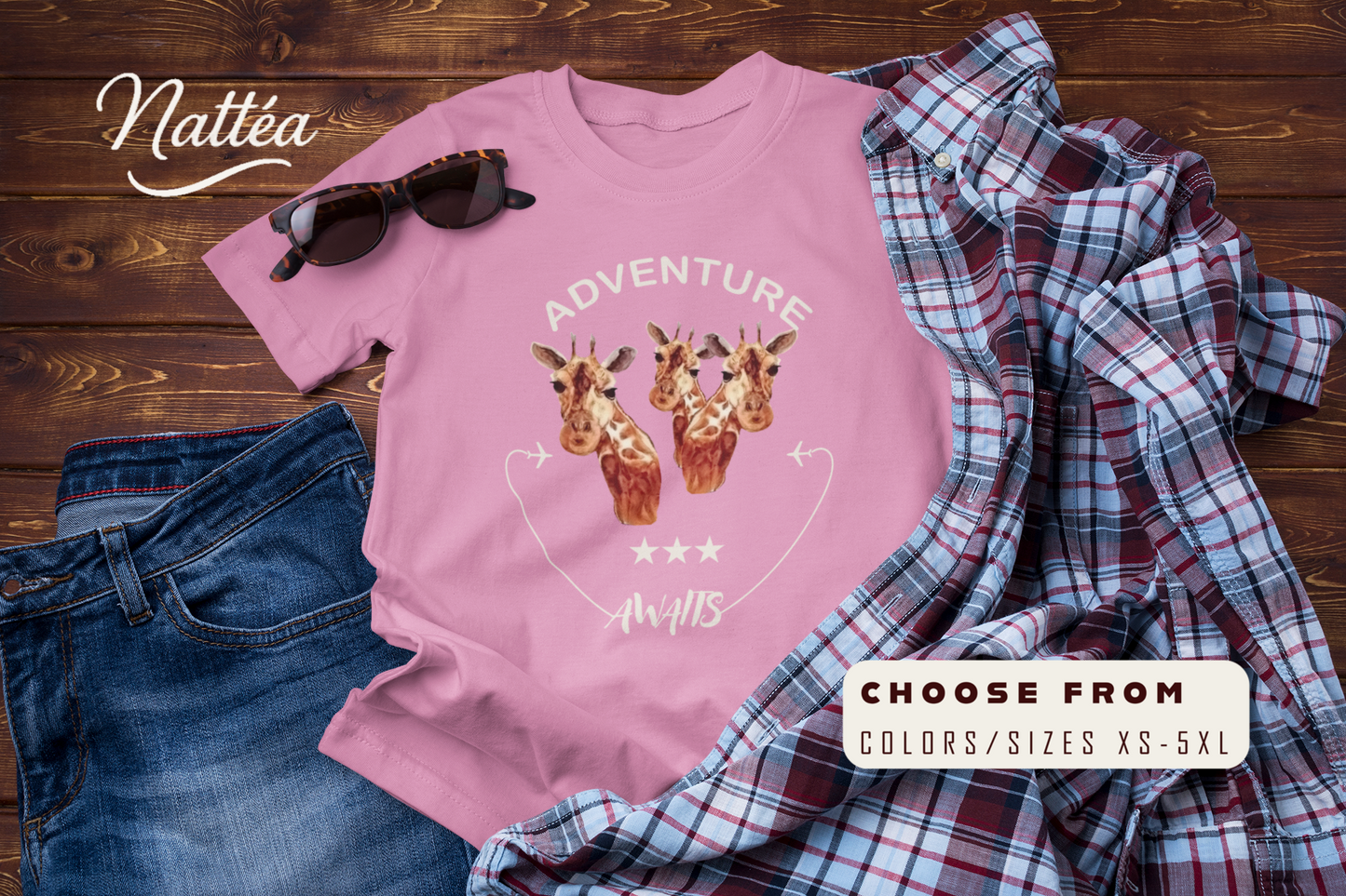 Watercolor Giraffe T-Shirt – Safari Vibes & Adventure Awaits  Style