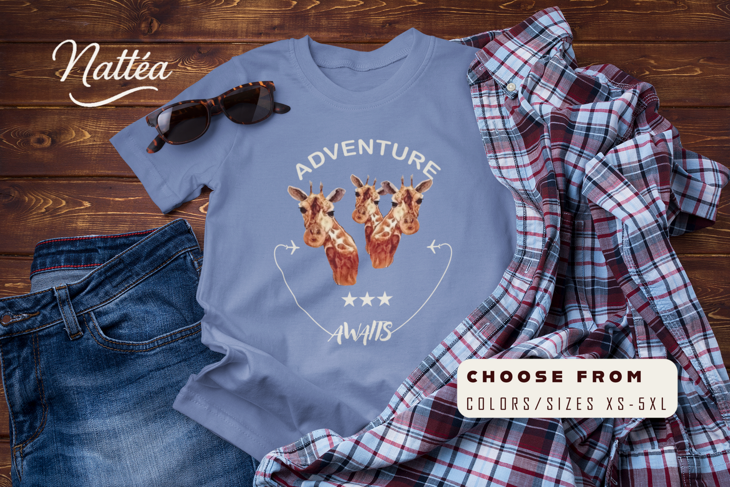 Watercolor Giraffe T-Shirt – Safari Vibes & Adventure Awaits  Style