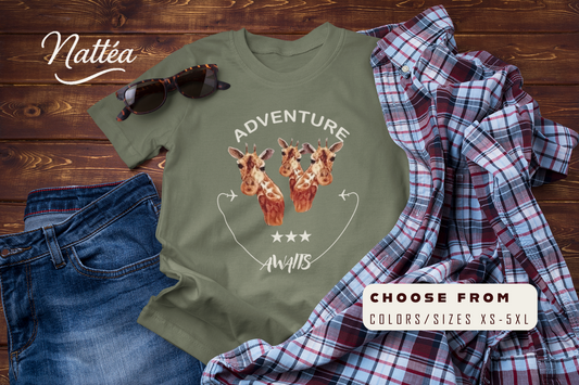 Watercolor Giraffe T-Shirt – Safari Vibes & Adventure Awaits  Style