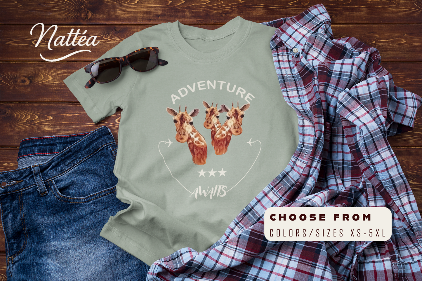 Watercolor Giraffe T-Shirt – Safari Vibes & Adventure Awaits  Style