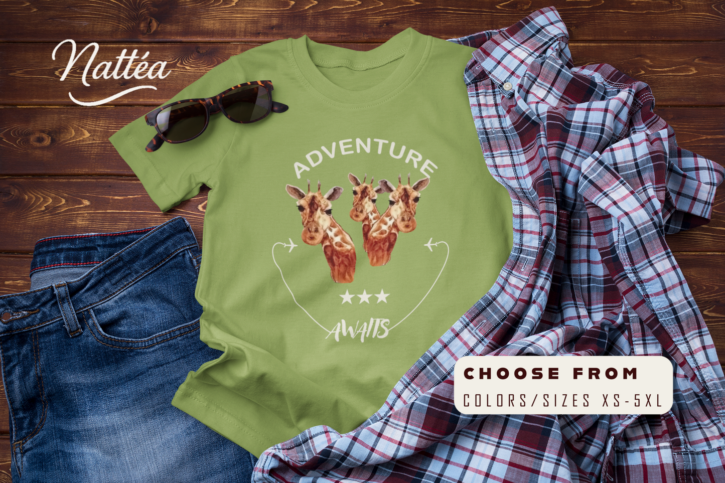 Watercolor Giraffe T-Shirt – Safari Vibes & Adventure Awaits  Style