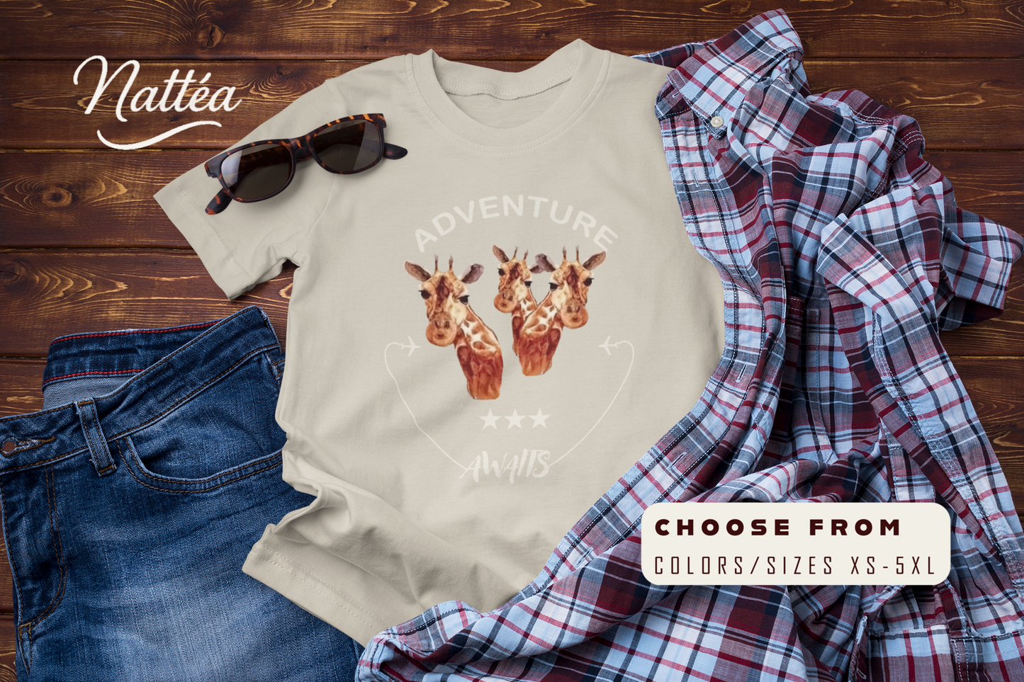 Watercolor Giraffe T-Shirt – Safari Vibes & Adventure Awaits  Style