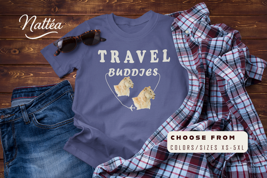 Lioness Travel Buddies T-Shirt – Wildlife Adventure   from Original Watercolor Painting