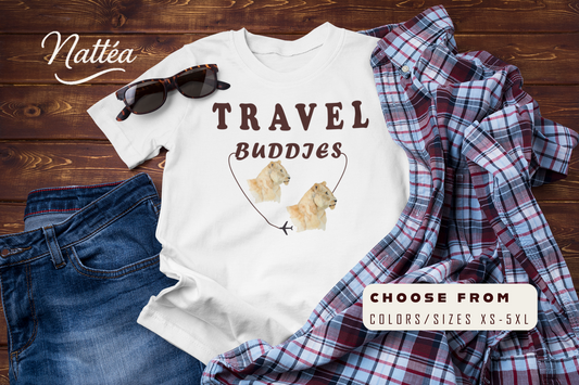 Lioness Travel Buddies T-Shirt – Wildlife Adventure Vibe  from Original Watercolor Painting