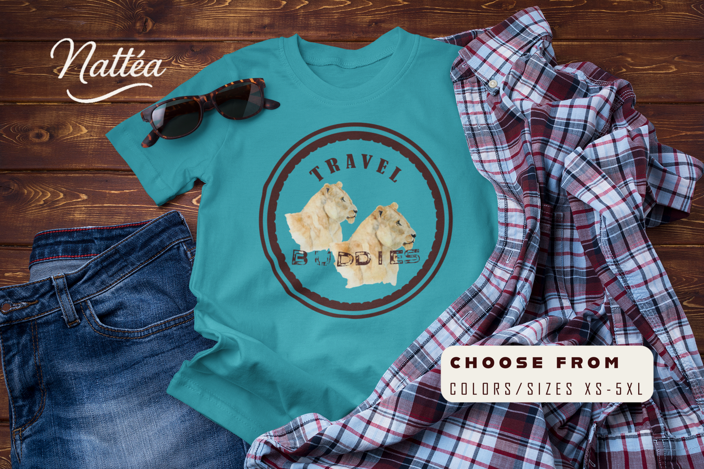 Lioness Travel Buddies T-Shirt – Wildlife Adventure  from Original Art