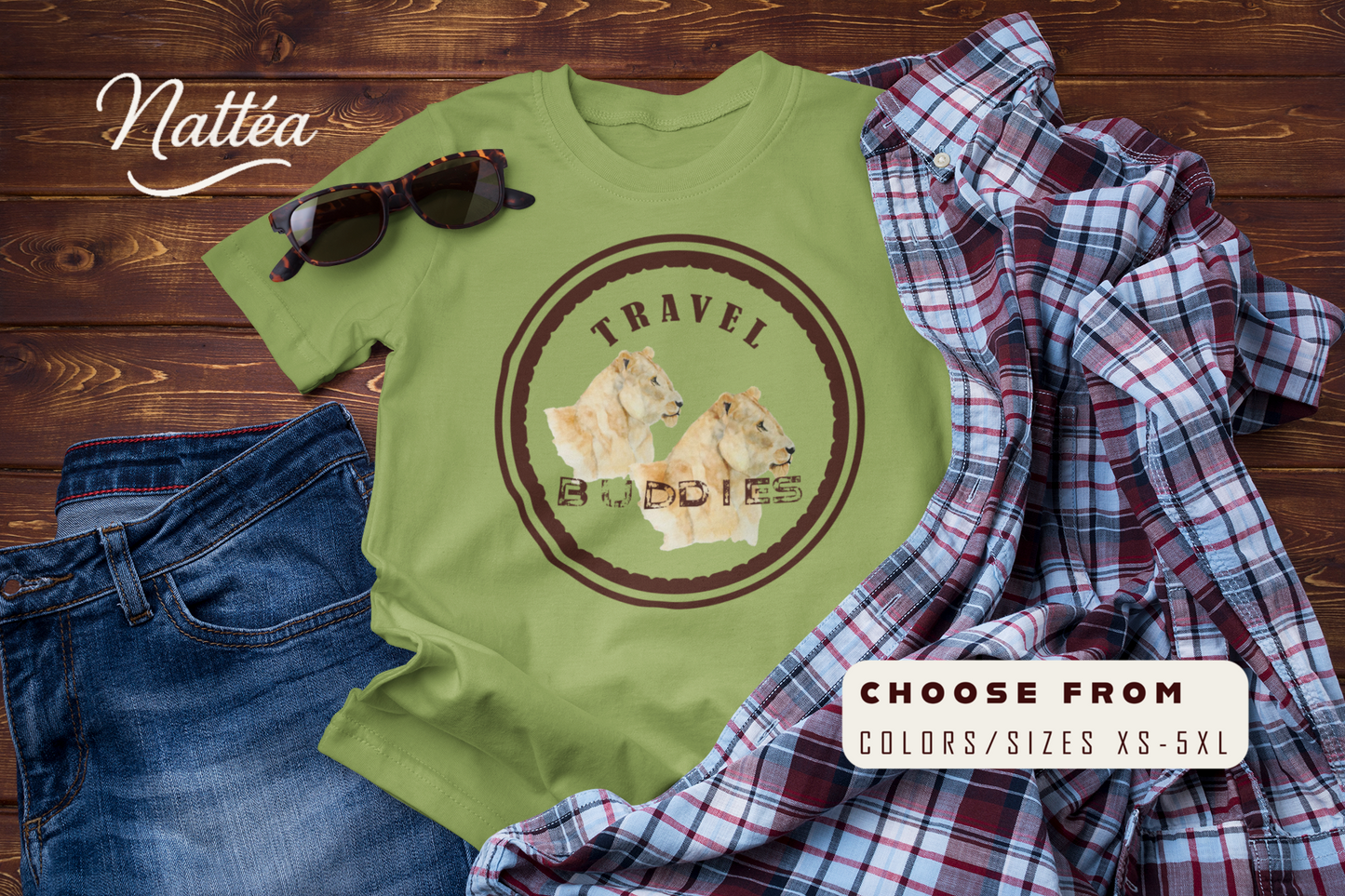 Lioness Travel Buddies T-Shirt – Wildlife Adventure  from Original Art