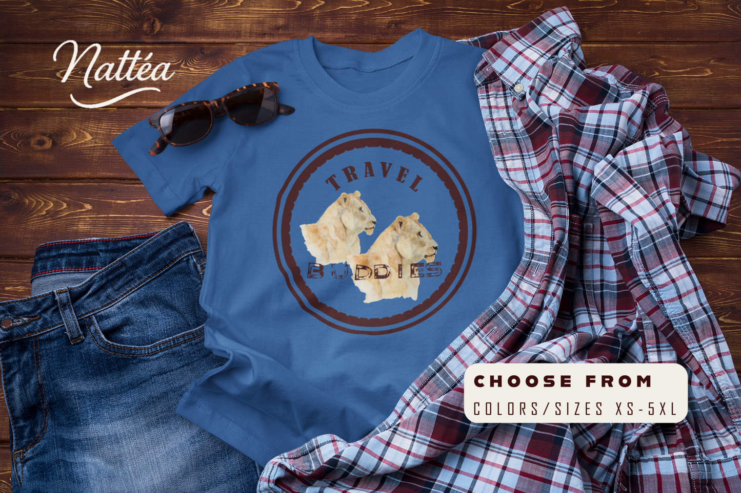 Lioness Travel Buddies T-Shirt – Wildlife Adventure  from Original Art