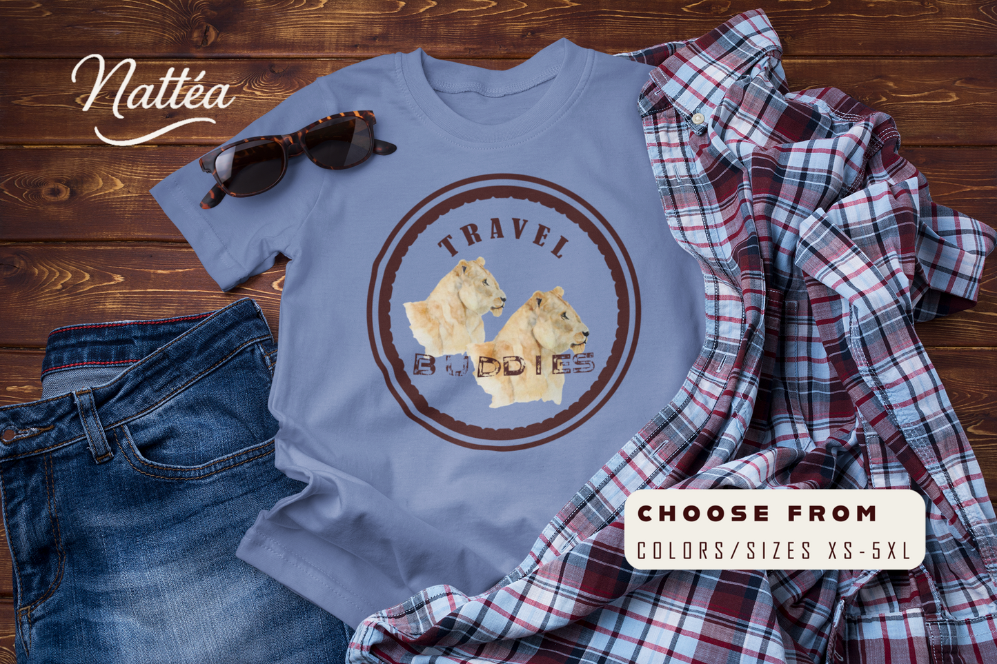Lioness Travel Buddies T-Shirt – Wildlife Adventure  from Original Art