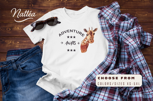 Watercolor Giraffe T-Shirt – Safari Vibes & Adventure Style