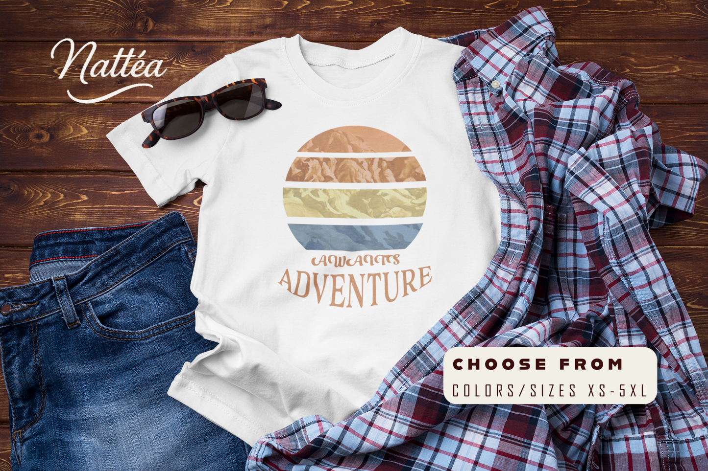 Mountain Adventure Awaits T-Shirt – Vintage Hiking & Outdoor Tee