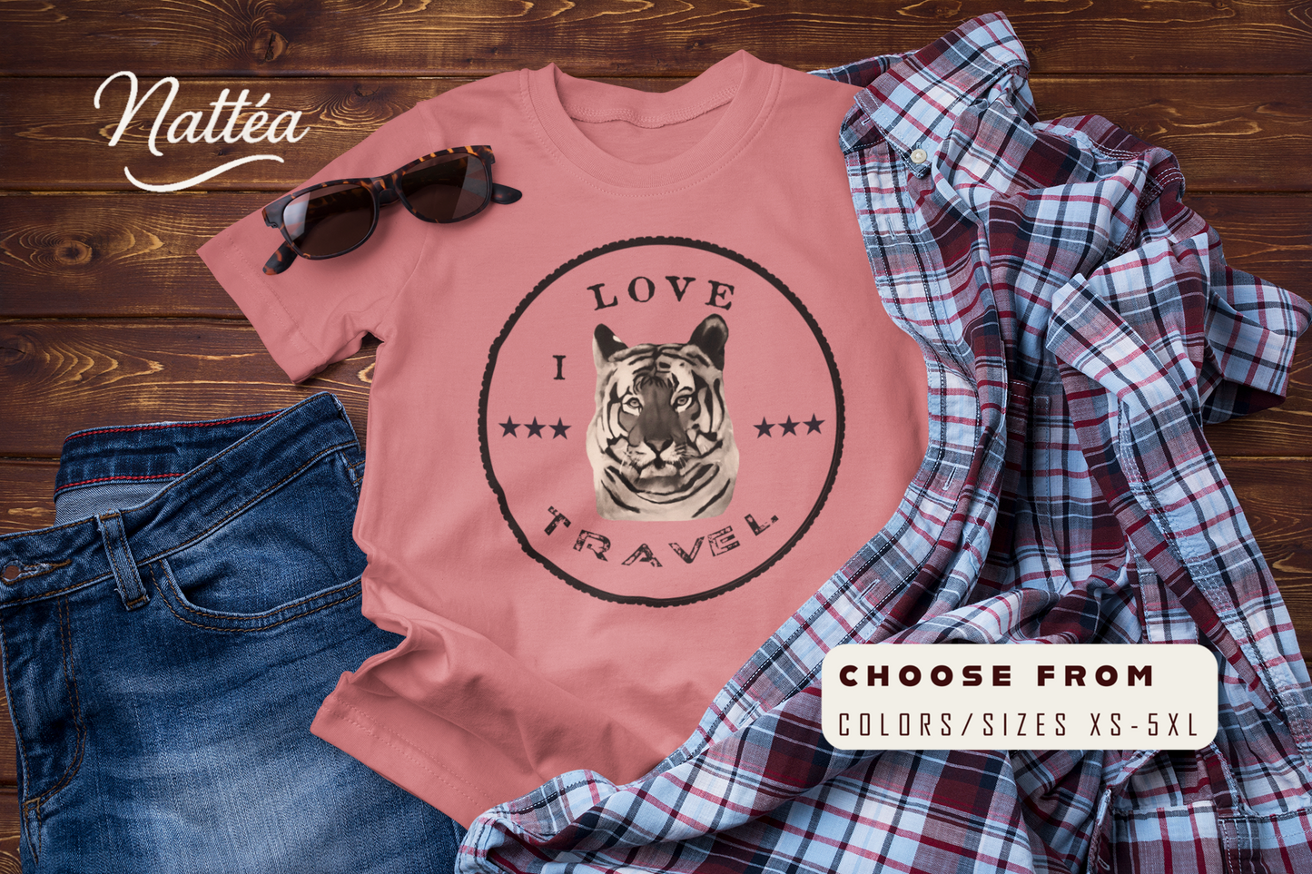 I Love Travel Tiger T-Shirt – Original Oil Painting Inspired Design