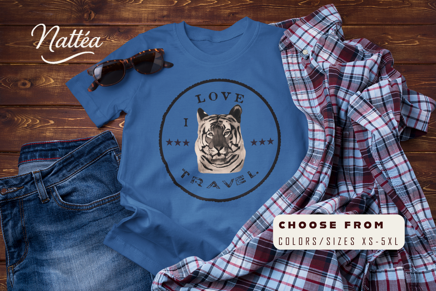 I Love Travel Tiger T-Shirt – Original Oil Painting Inspired Design