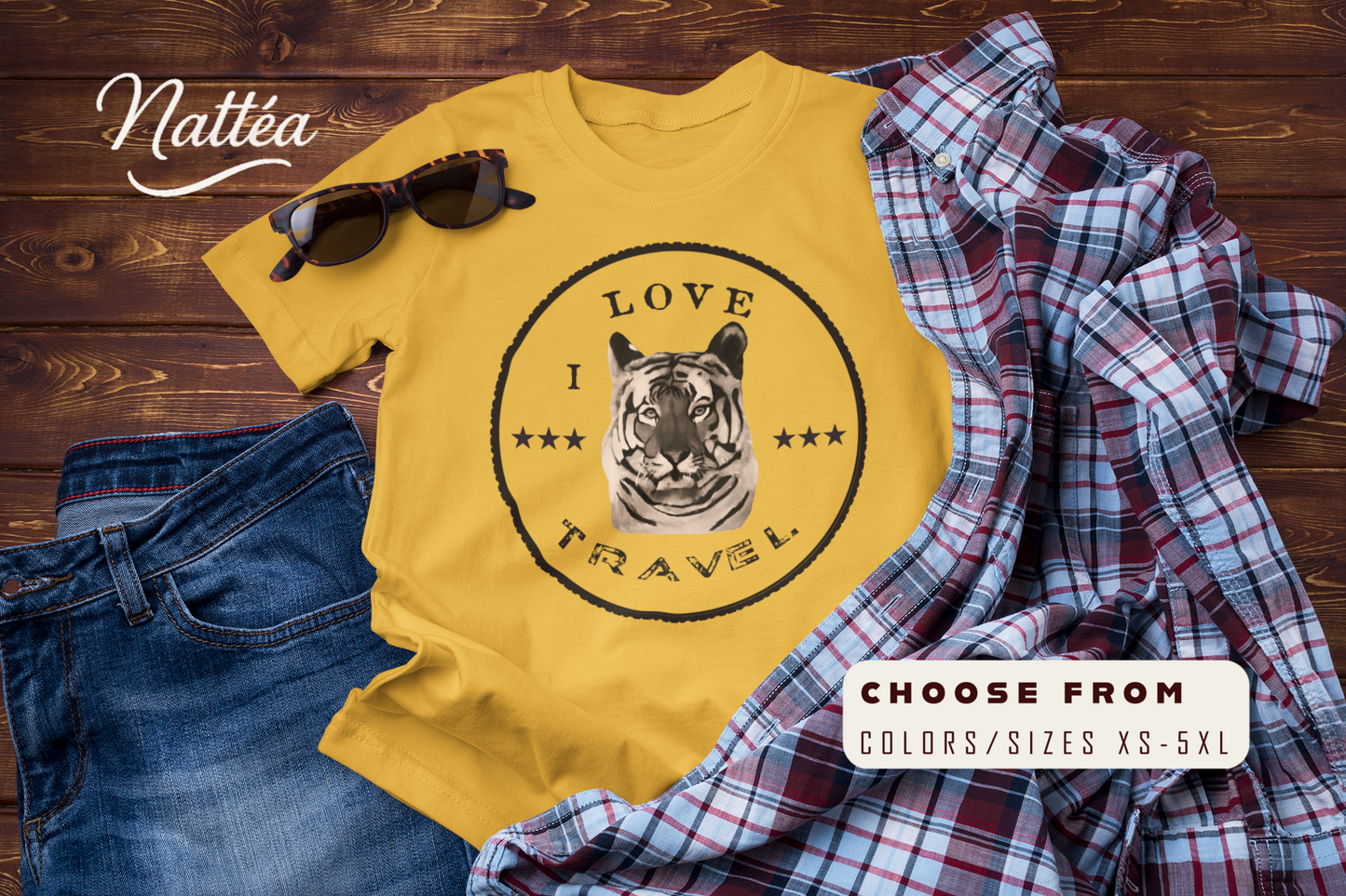 I Love Travel Tiger T-Shirt – Original Oil Painting Inspired Design