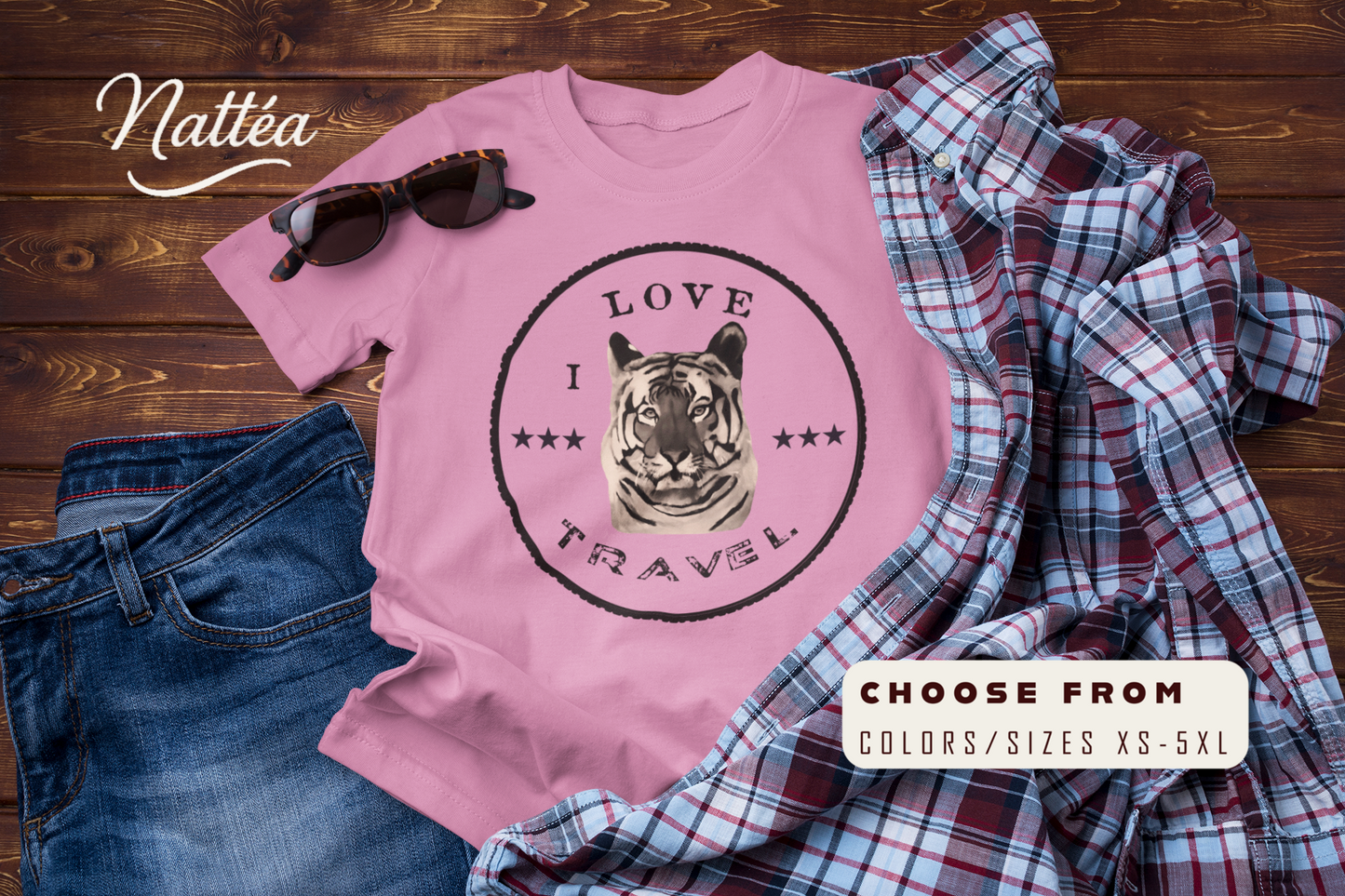 I Love Travel Tiger T-Shirt – Original Oil Painting Inspired Design