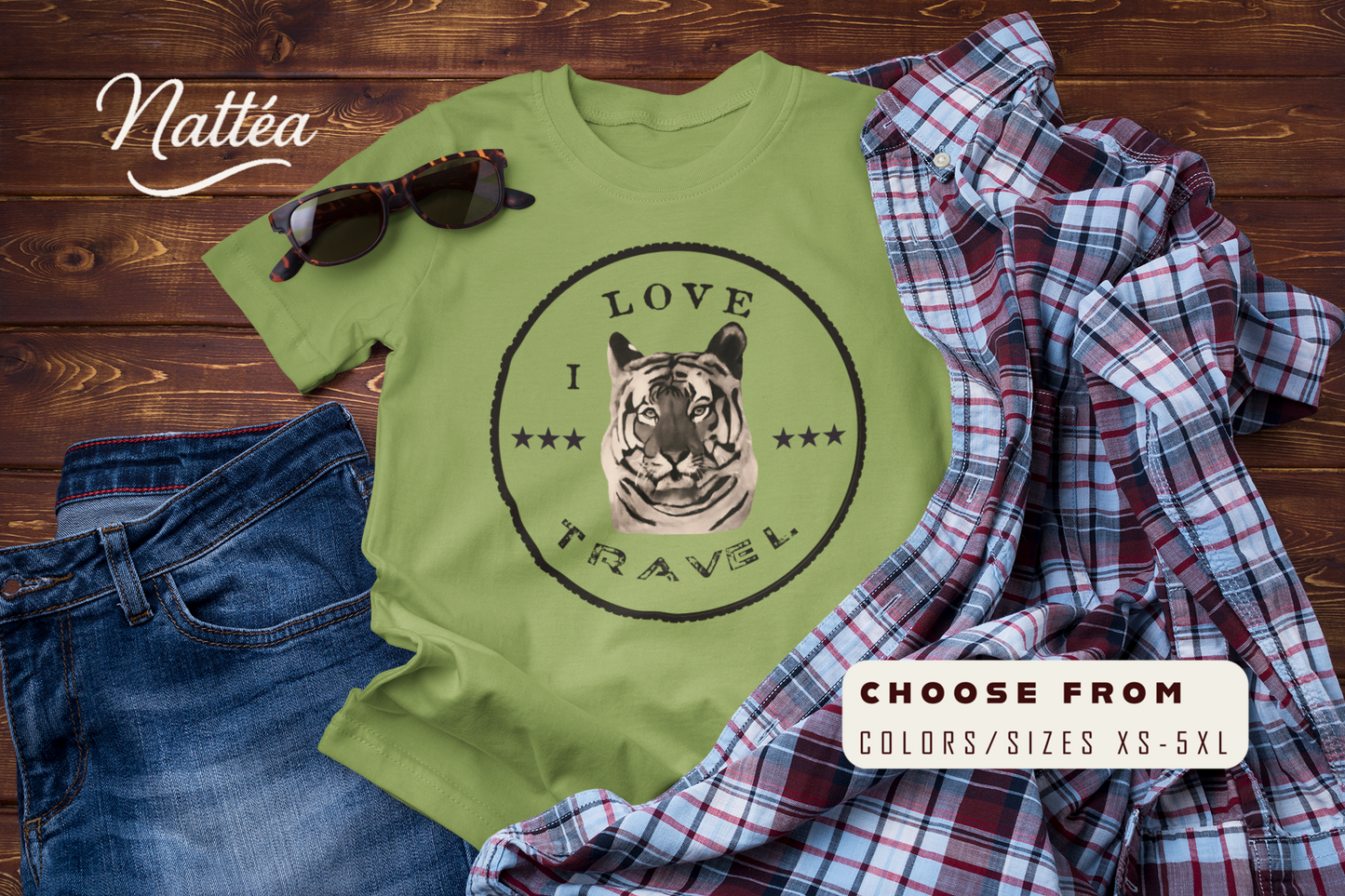 I Love Travel Tiger T-Shirt – Original Oil Painting Inspired Design